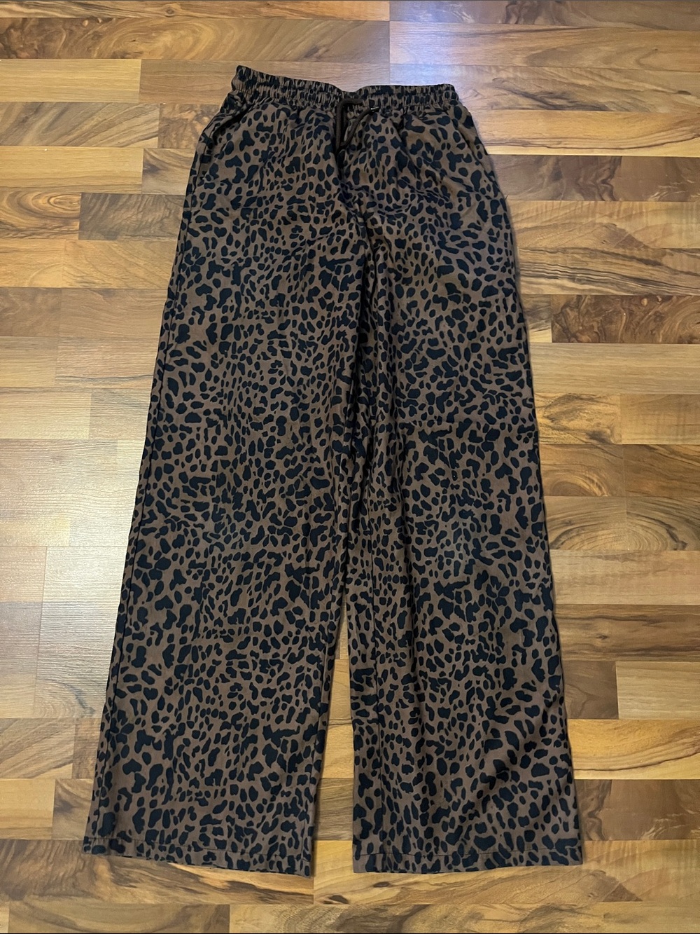 SHEIN Brown and Black Leopard Wide-Leg Pants
